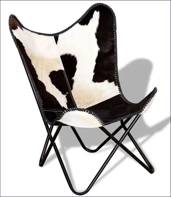 Czarno-biały skórzany fotel butterfly vintage - Curt 4X