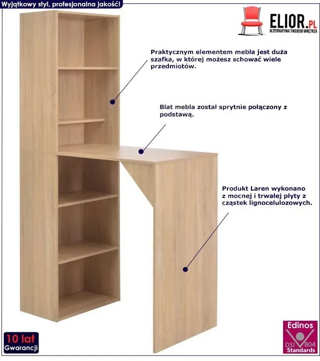 Stolik barowy z szafką Pastels – dębowy