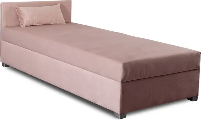 Łóżko Tapczan Młodzieżowe KARO 2 90x200 cm Pojedyncze Różowe Welurowe