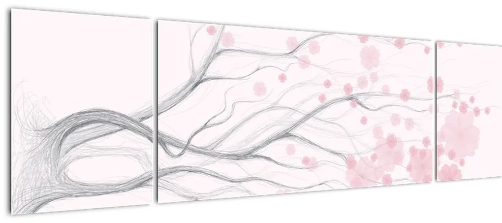 Obraz - Różowe kwiaty (170x50 cm)