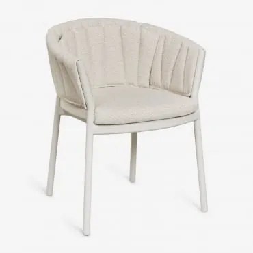 Krzesło Ogrodowe Z Podłokietnikami Z Aluminium I Tkaniny Roderise Bouclé Kolory Naturalne - Sklum