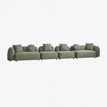 Modułowa Sofa 4-częściowa Z Tkaniny Chenille Coco Szenila Szałwiowa Zieleń - Sklum