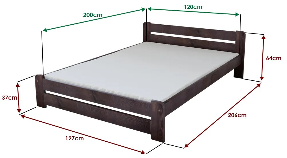 Łóżko Laura 120 x 200 cm, orzech Stelaż: Bez stelaża, Materac: Materac Deluxe 10 cm