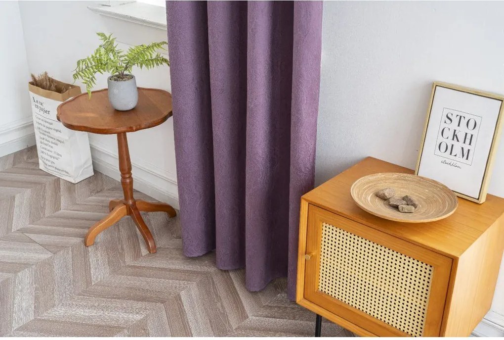 Zasłona zaciemniająca DUNES VELVET 140x250 cm, fioletowy Zawieszanie: Taśma z wiązaniami
