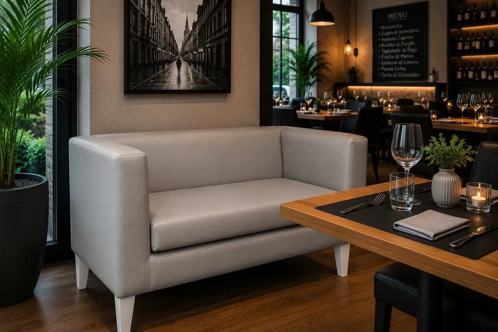 Sofa Monaco : Kolor nogi - Biała, Kolor tkaniny - EKO-SKÓRA - 22D, Typ tkaniny - Eko-skóra , Wysokość nogi - 20 cm