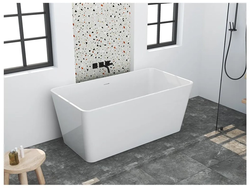 Wanna wolnostojąca prostokątna – 208 l – 150 × 70 × 55 cm (dł. × szer. × wys.) – kolor biały – akrylowa - SPICARA