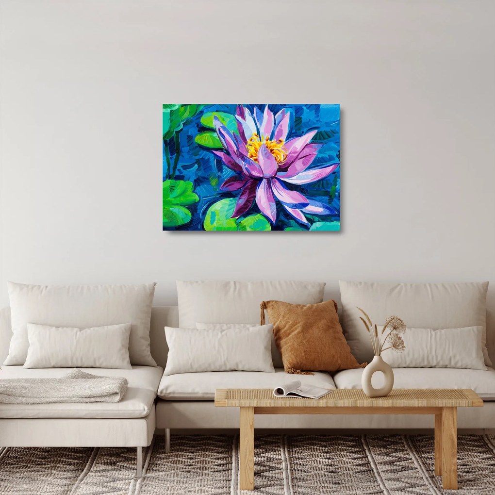 Obraz na szkle lilii wodnej na wodzie (70x50 cm)