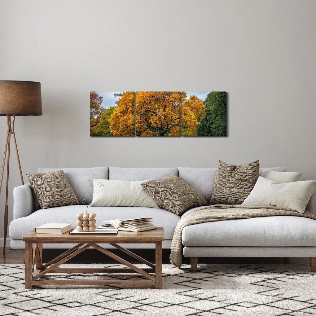 Obraz drzewa (z zegarem) (90x30 cm)