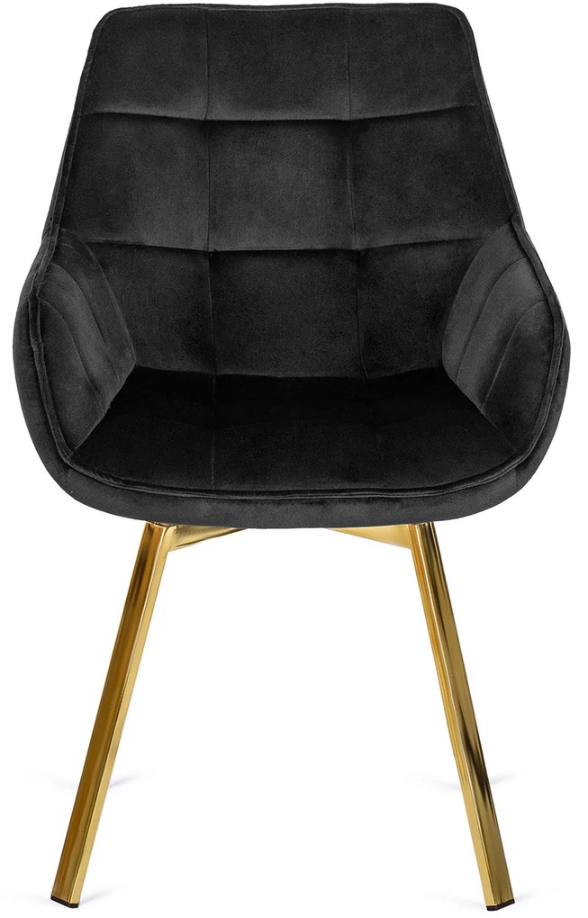 Krzesło Tapicerowane Obrotowe do Salonu MIA Czarne Welurowe Nowoczesne Glamour