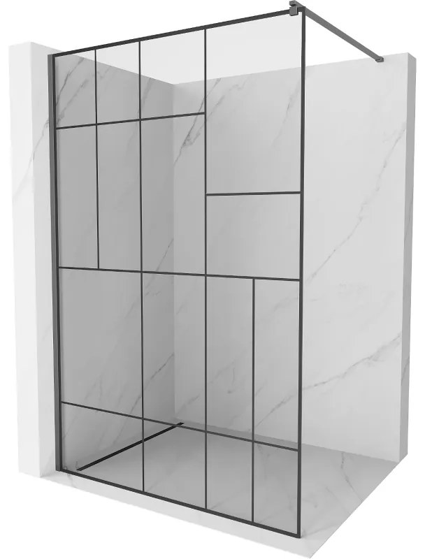 Mexen Kioto ścianka prysznicowa Walk-in 90 x 200 cm, czarny wzór 8 mm, gun metal - 800-090-101-95-78