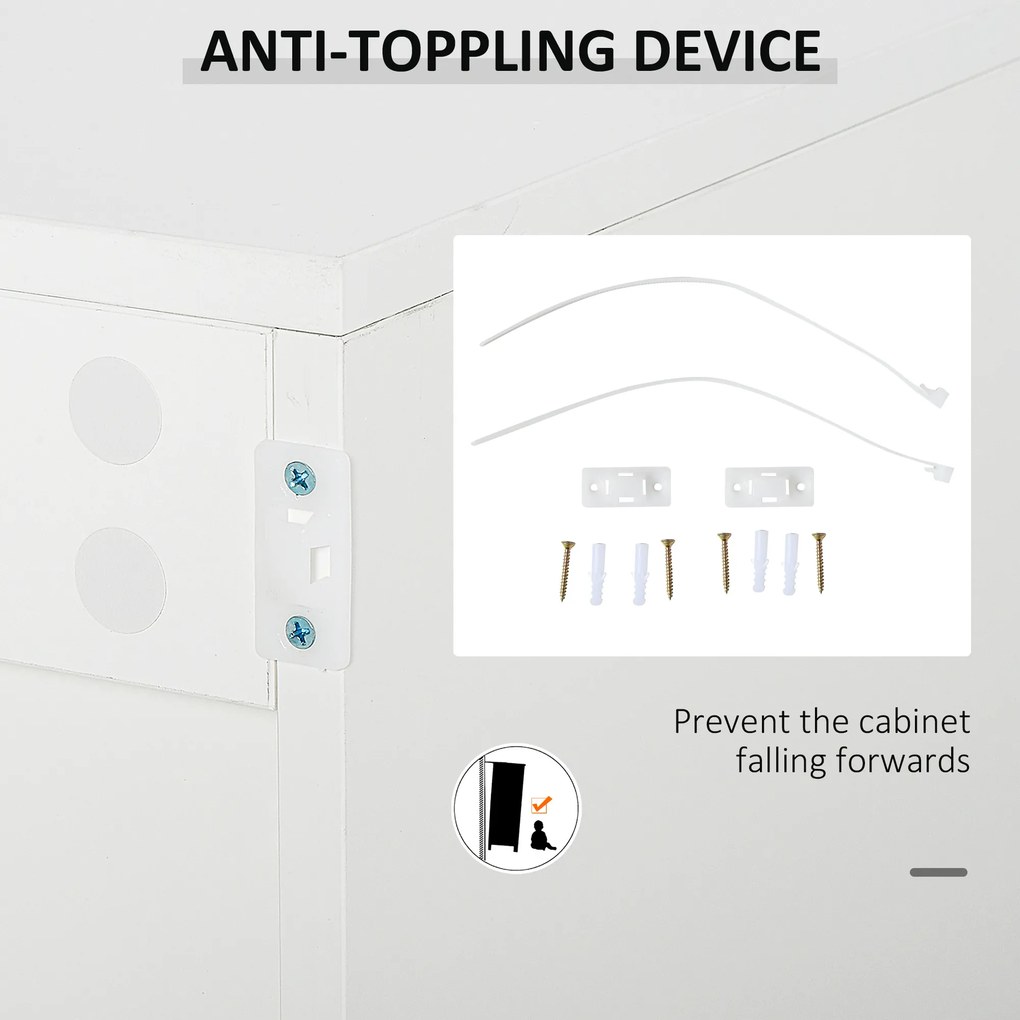 HOMCOM Szafka boczna z szufladami i drzwiami, komoda na dokumenty, szafa wielofunkcyjna, kolor biały, 117 x 36 x 74 cm