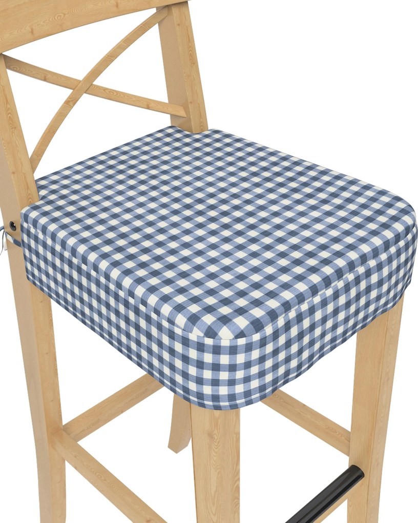 Siedzisko na krzesło barowe Ingolf kolor granatowy tkanina wzorzysta