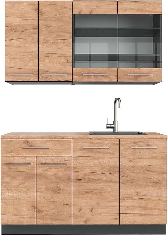 Pojedyncza kuchnia złoty dąb power/antracyt 140x60x81.6 fame-line