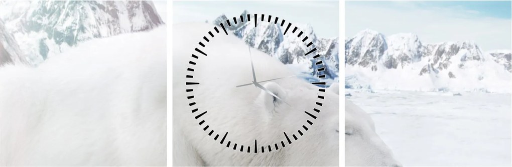 Obraz - Niedźwiedź polarny (z zegarem) (90x30 cm)