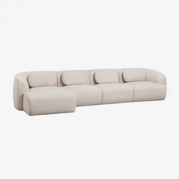 Sofa Modułowa Coquette Z 4-częściową Leżanką Z Tkaniny Szenilowej, Lewostronna Kremowo-beżowy Szenil - Sklum