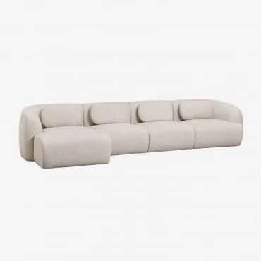 Sofa Modułowy Z Lewym Szezlongiem, 4-częściowy, Z Tkaniny Chenilla Coquette Szenila Kremowy Beż - Sklum