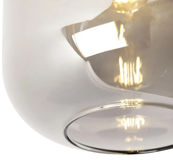 Designerska lampa sufitowa czarna i złota z dymionym szkłem - ZuzannaDesignerski Oswietlenie wewnetrzne