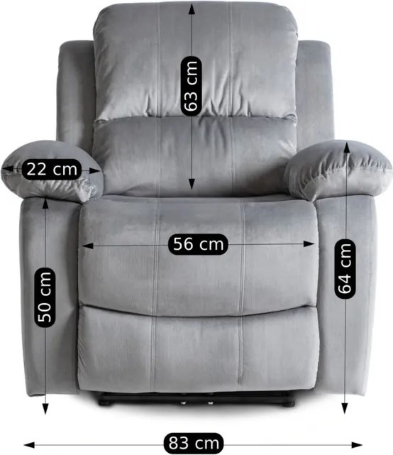 Fotel Masujący ARON Elektryczny Rozkładany z Podnóżkiem Szary Welurowy Nowoczesny