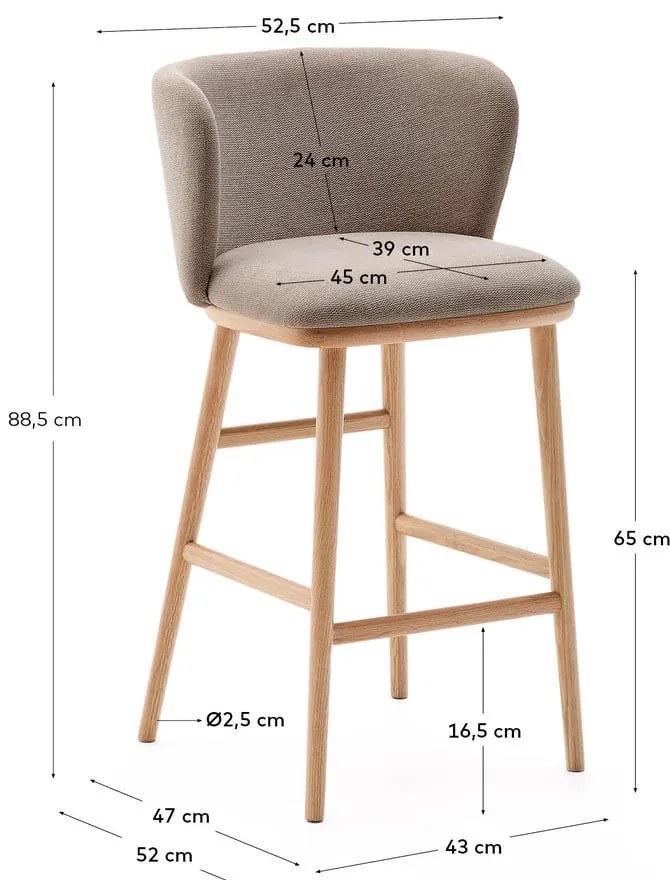 Jasnobrązowy hoker (wysokość siedziska 65 cm) Ciselia – Kave Home