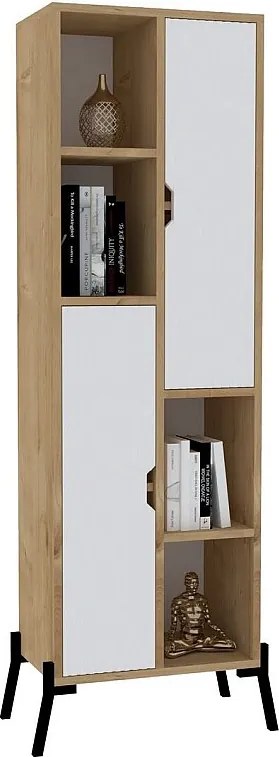 Regał na książki – 48,2 cm x 160 cm x 30 cm – Dąb szafirowy i biel – Płyta wiórowa