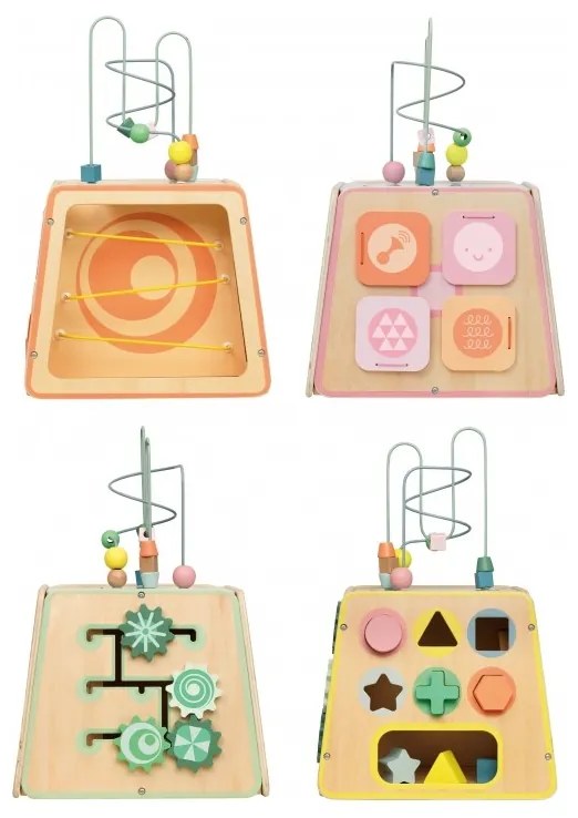 Classic world drewniana kostka edukacyjna sensoryczna 6w1