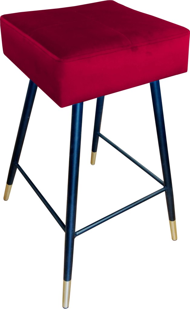 Hoker MAX krzesło barowe tkanina Welur podstawa metalowa : Kolor nogi - Czano-złota stożek, Kolor tkaniny - VELVET - MG31, Typ siedziska - Siedzisko stałe