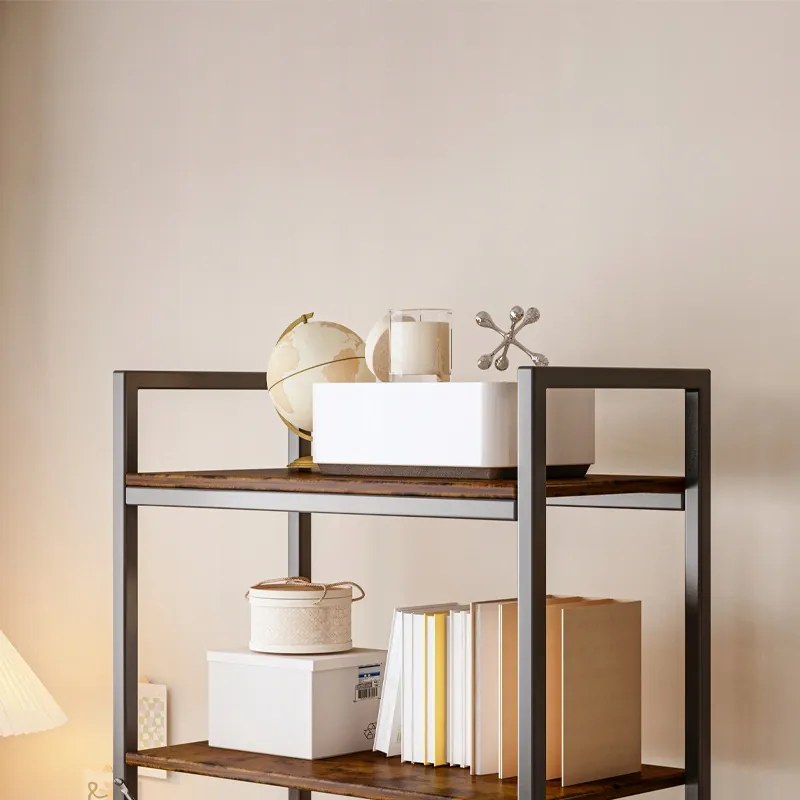 Biblioteka industrialna w stylu loftowym – 66 x 30 x 153 cm, rustykalne MDF i metalowa rama