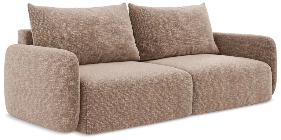 Jasnobrązowa rozkładana/ze schowkiem sofa 238 cm Kalena – Makamii