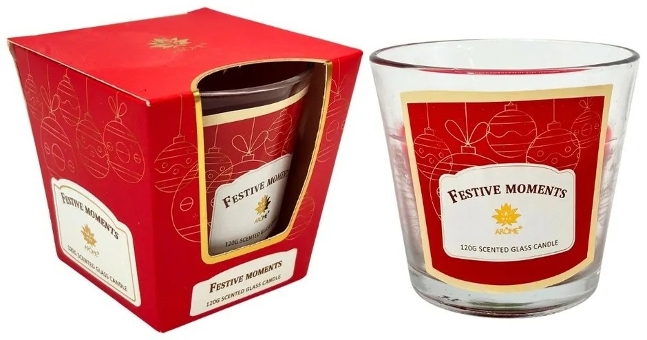 Świeca zapachowa w szklanym pojemniku, FestiveMoments, 120 g