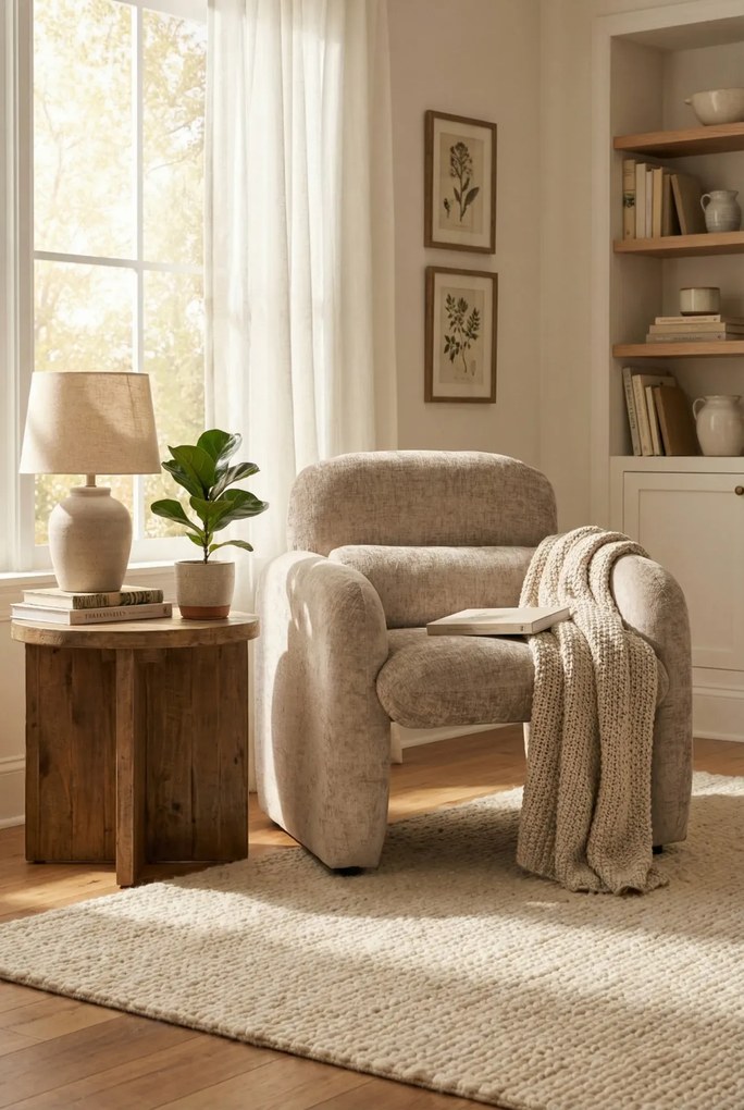 Ciemnobeżowy fotel wypoczynkowy do pokoju N3-R82