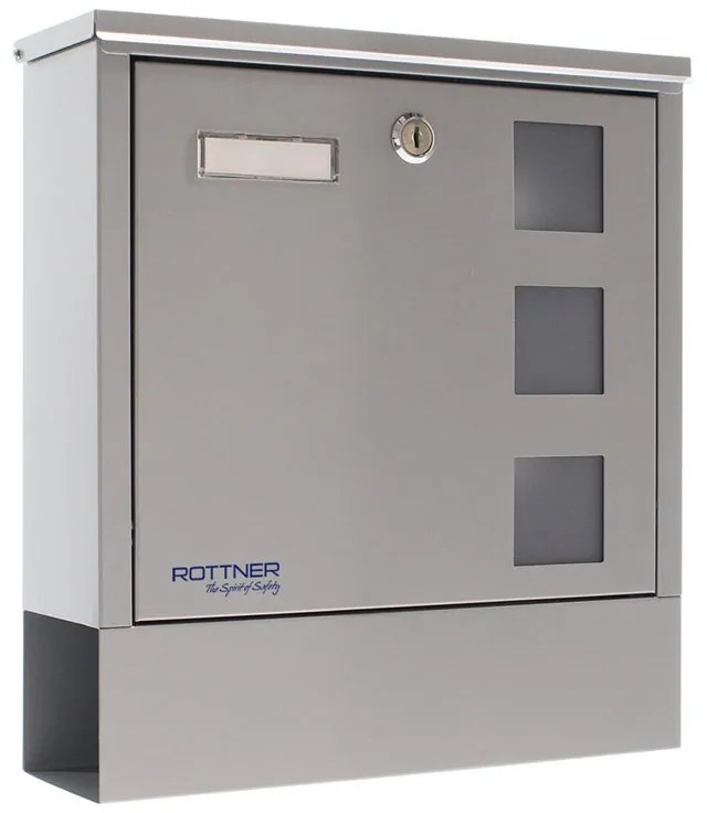 Skrzynka pocztowa LAGO, 330 x 305 x 97 mm, srebrna