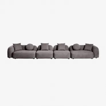 Modułowa Sofa 4-częściowa Z Tkaniny Coco Chenille Granitowo-szara Gruba Tkanina Szenilowa - Sklum