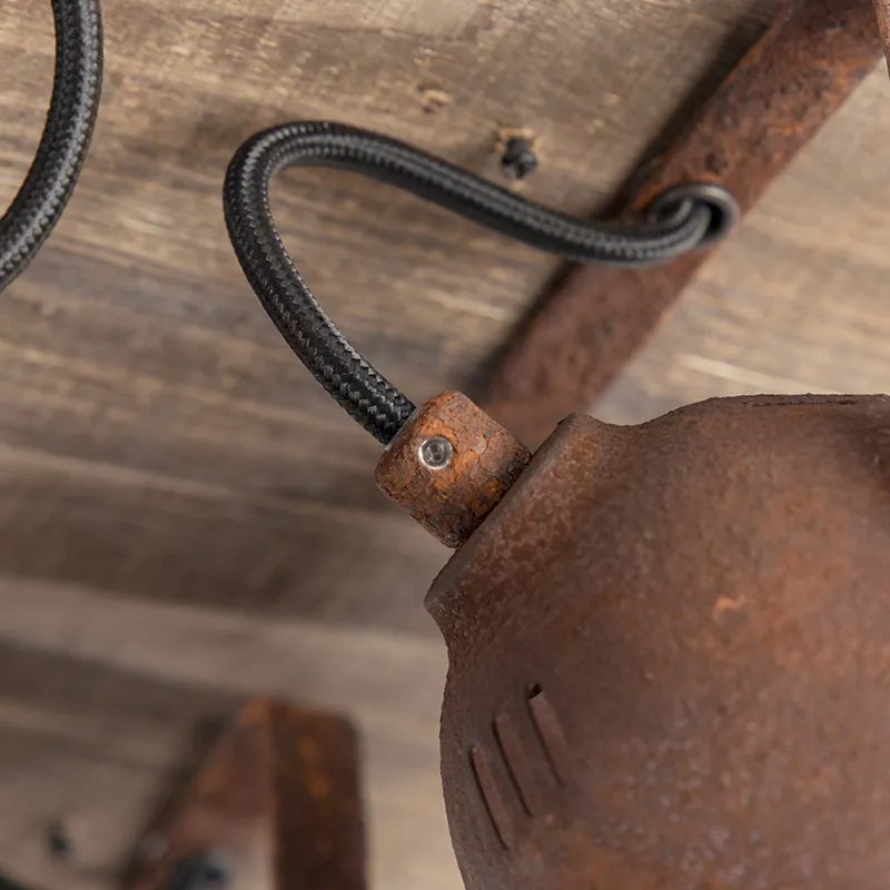 Inteligentny reflektor rdzawy brąz z drewnem z 4 WiFi GU10 - GinaPrzemysłowy Oswietlenie wewnetrzne