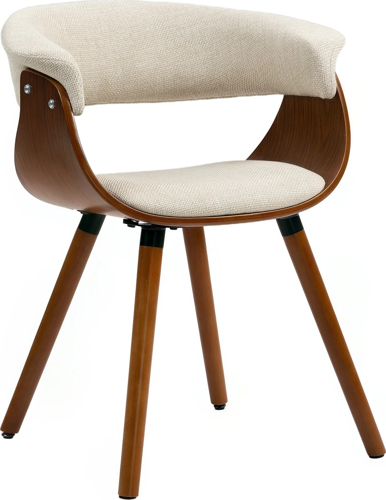 HOMCOM Krzesło do jadalni, styl lniany, zakrzywione oparcie, nogi z drewna, Beżowe