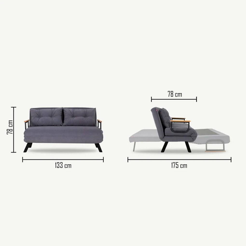 Sofa rozkładana Sando 2 Grey