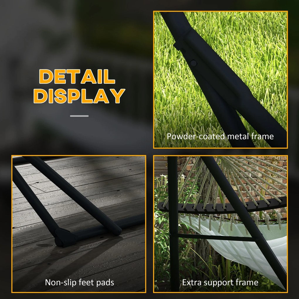Outsunny Stojak do Hamaków Czarny 263x89x100cm | Aosom PL