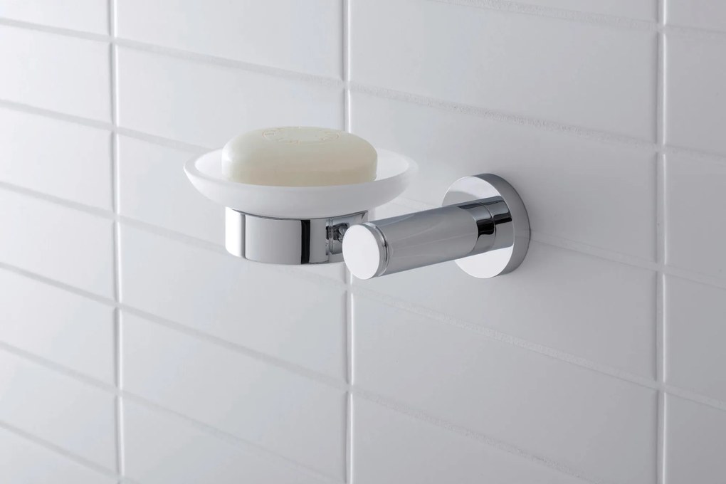 Duravit D-Code mydelniczka Ø10 cm na 1 mydłoChrom – lewostronny