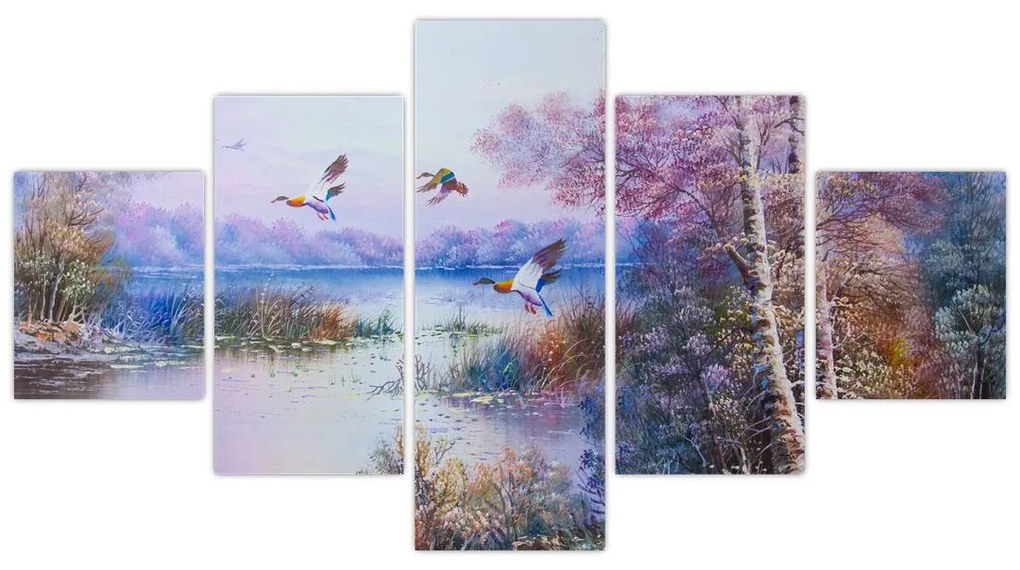 Obraz - Idzie jesień, obraz olejny (125x70 cm)