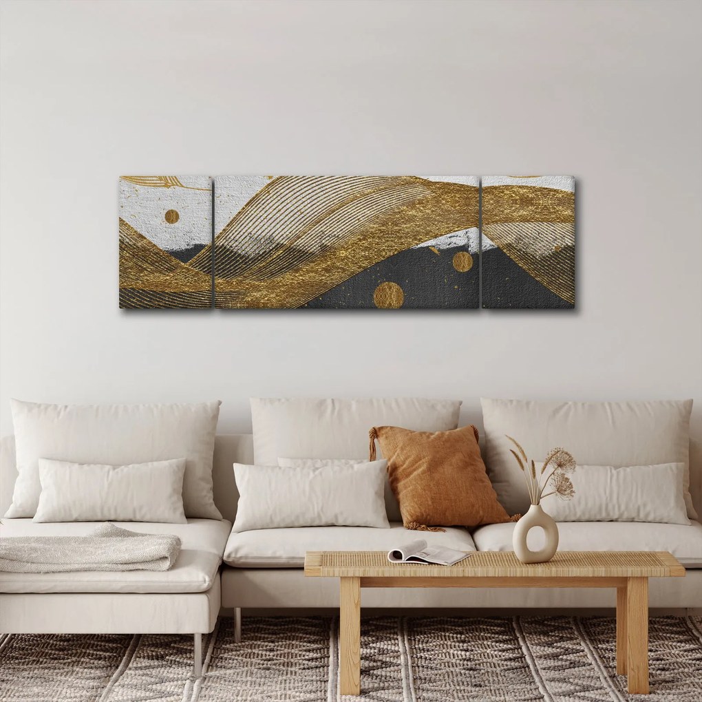 Obraz - Złote piórka (170x50 cm)