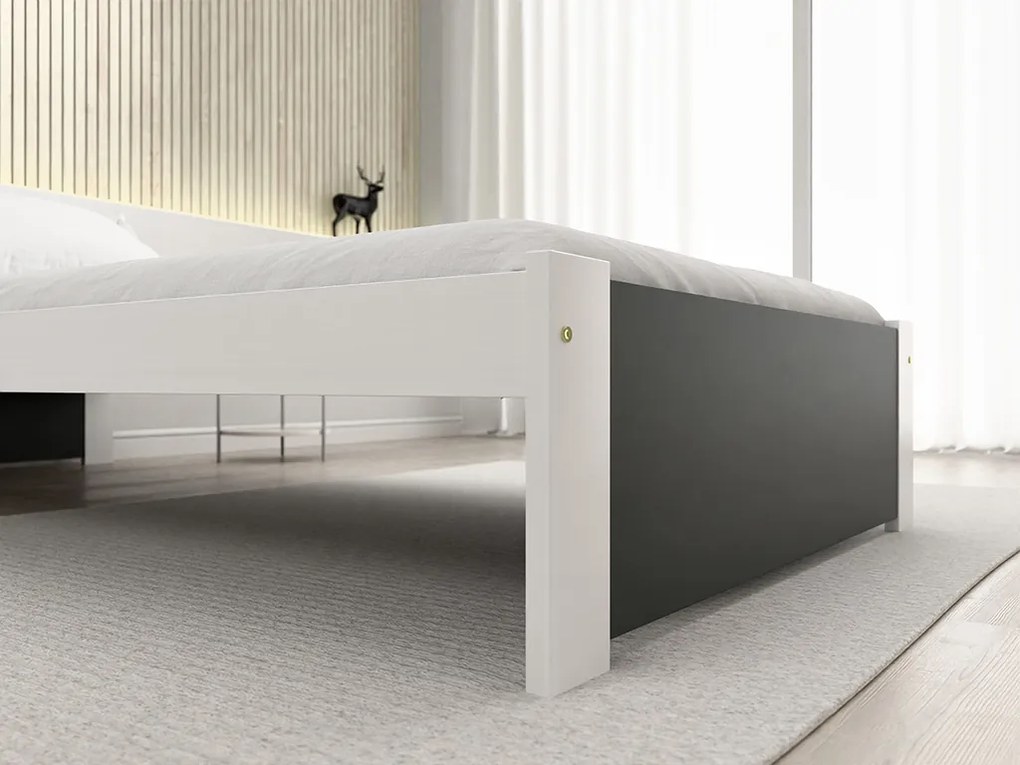 Łóżko IKAROS 90 x 200 cm, antracyt/biały Stelaż: Ze stelażem listwowym rolowanym elastycznym, Materac: Bez materaca