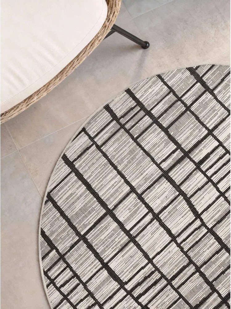 Czarny/kremowy okrągły dywan odpowiedni na zewnątrz ø 160 cm Haringey Crouch – Ted Baker