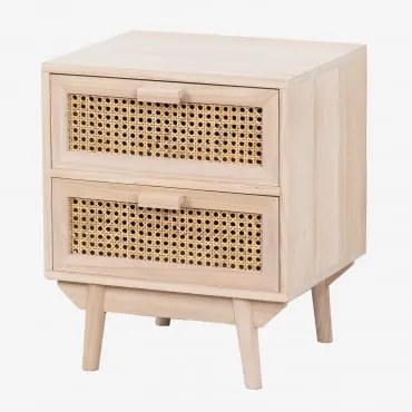 Kwadratowa Szafka Nocna 40x40 Cm Z Drewna Ralik Brązowy Naturalne Drewno - Sklum