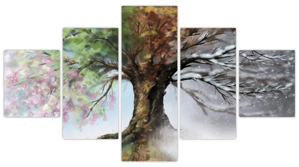 Obraz - Drzewo czterech pór roku (125x70 cm)