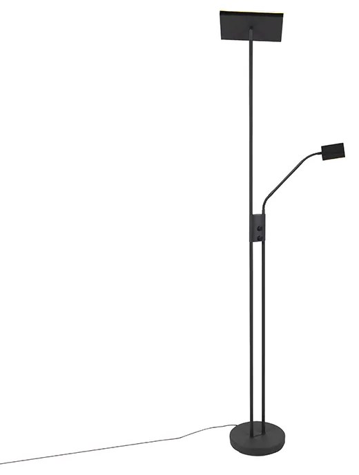 Nowoczesna lampa stojąca czarna z diodą LED i ściemniaczem z lampką do czytania - Jazzy Nowoczesny Oswietlenie wewnetrzne