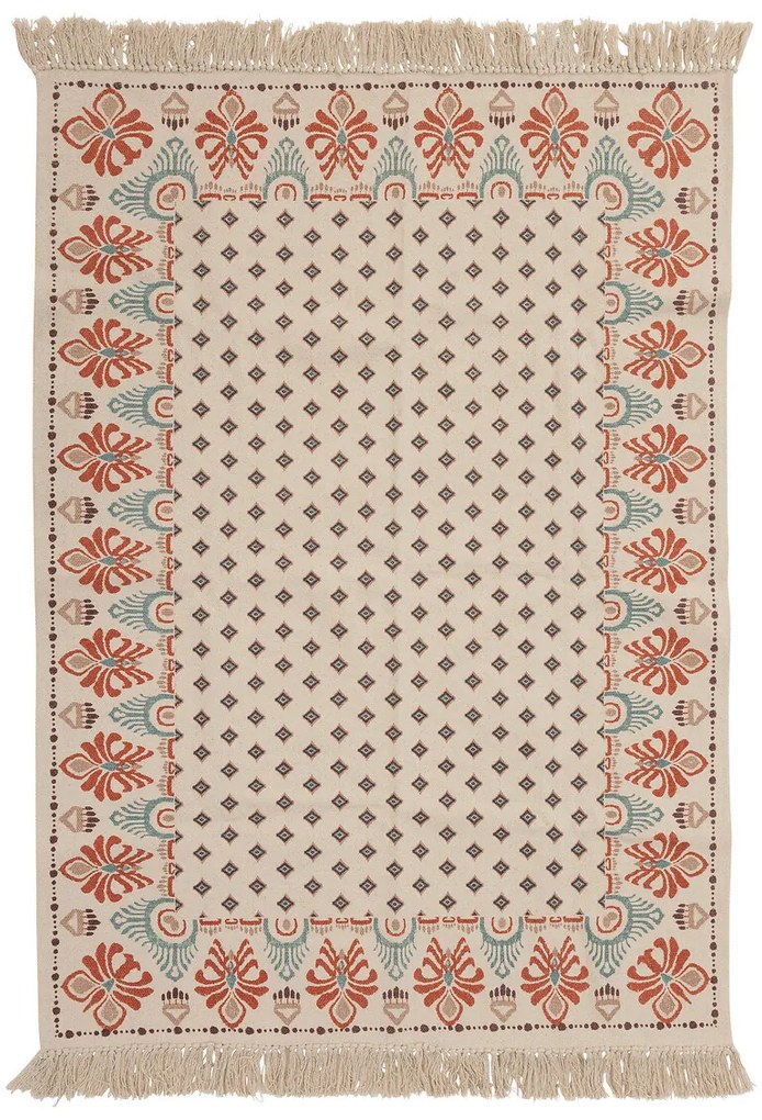 Bawełniany dywan z frędzlami IKAT, 120 x 170 cm