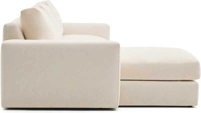 Beżowy narożnik z tkaniny szenilowej (lewostronny/z szezlongiem) Alea – Kave Home