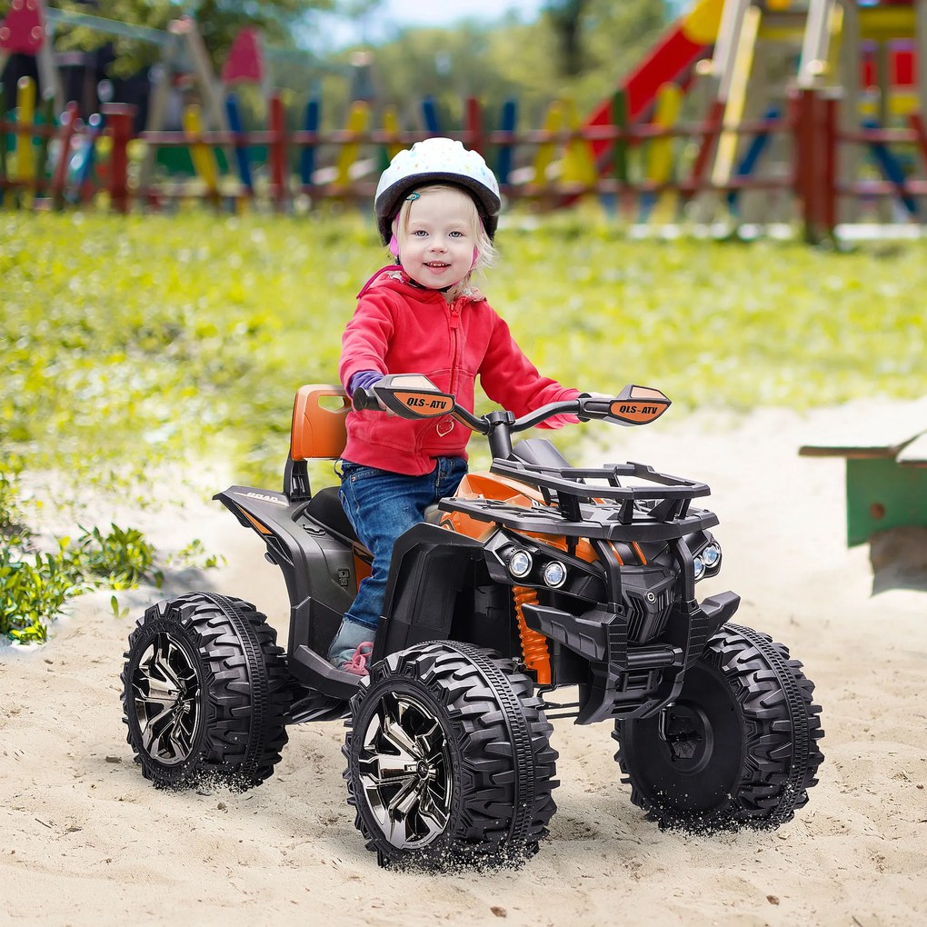 HOMCOM 12V Pojazd dla Dzieci z funkcją jazdy do przodu, do tyłu, odtwarzaczem MP3, światłem LED, 3-8 km/h, 3-5 lat, Pomarańczowy