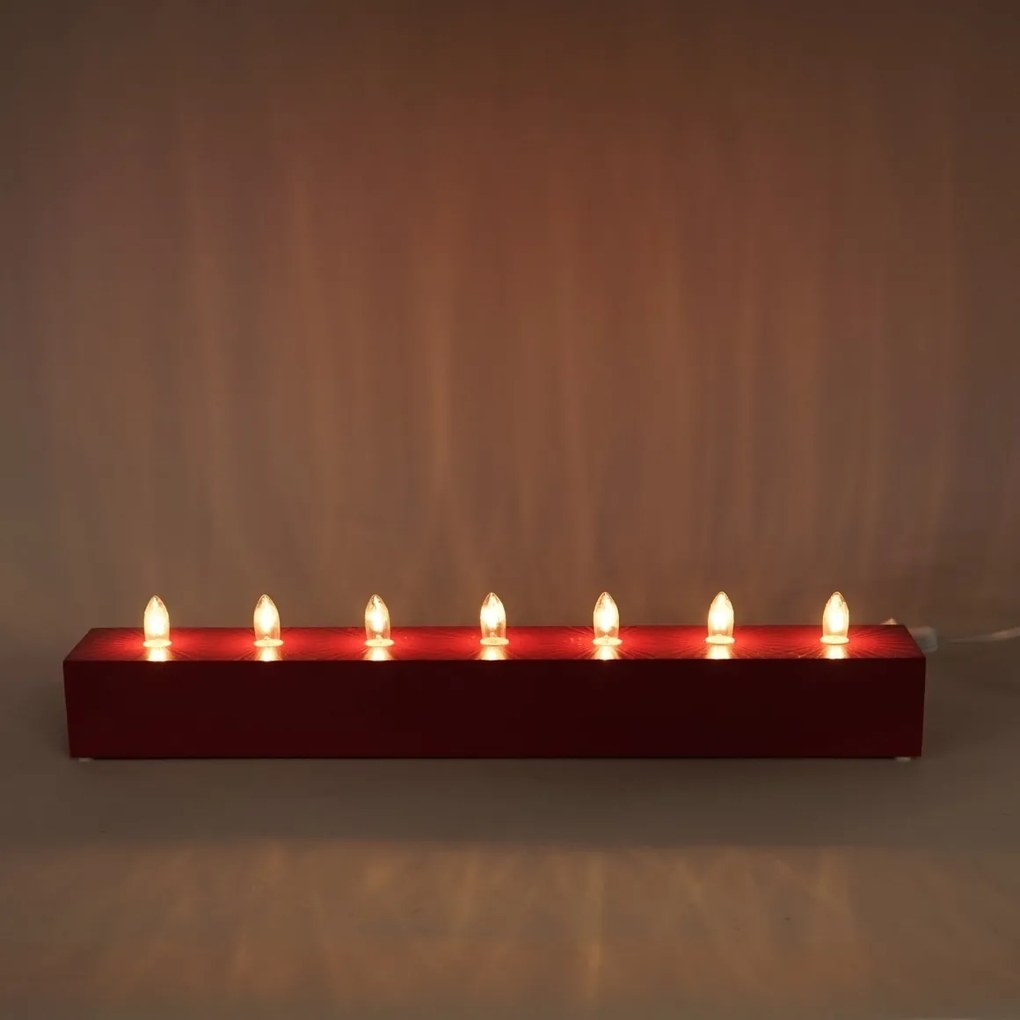 Elektryczny świecznik drewniany VELAS, czerwony