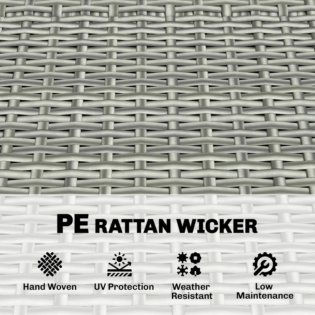 Outsunny Ławka Ogrodowa Rattan 170L 2-osobowa Ławka z Schowkiem Zdejmowana Poduszka Zamek Błyskawiczny Drewniane Podłokietniki | Aosom PL