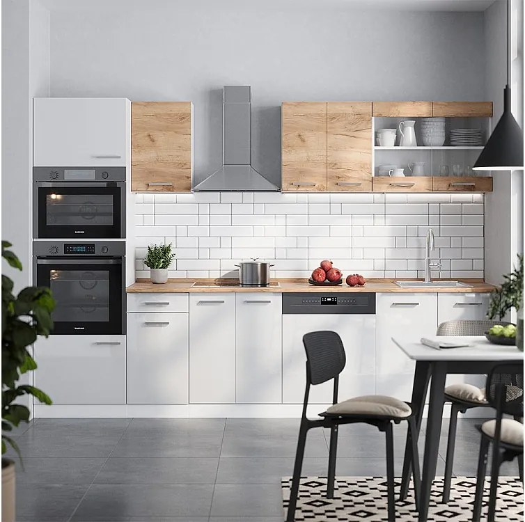 Aneks kuchenny gold power dąb/biały 300x60x81.6 r-line